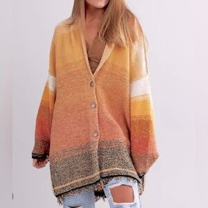 Free People Pilcro Sunset Button Cardigan Slouchy Sweater SZ Medium